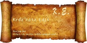 Kránitz Edit névjegykártya