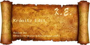 Kránitz Edit névjegykártya